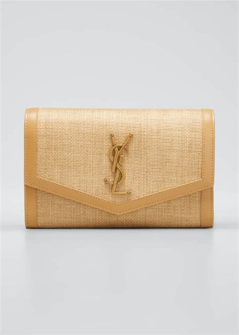 Saint Laurent Uptown Micro Raffia/Leather Wallet on .